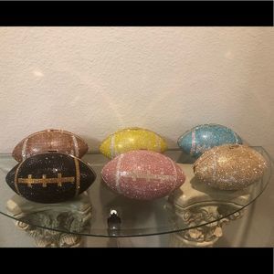 Rhinestone Football Clutch/Handbag with gold chain.